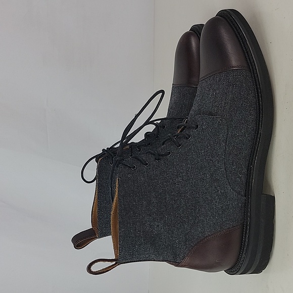 TAFT The Jack Cap Toe Boot In Grey/Oxblood Wool/Leather Men's - Picture 2 of 16